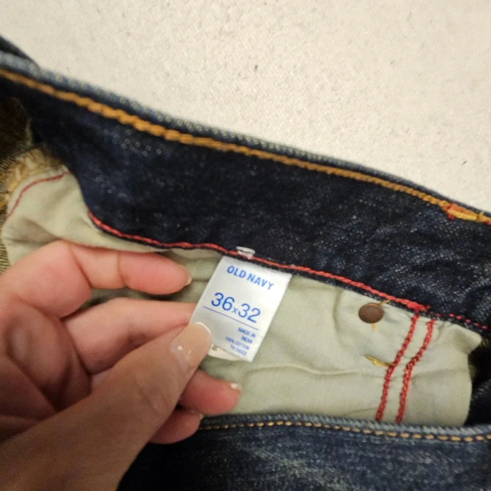 Old Navy Loose Fit Dark Wash Indigo Denim Jeans Mens 36x32 Baggy Wide Leg